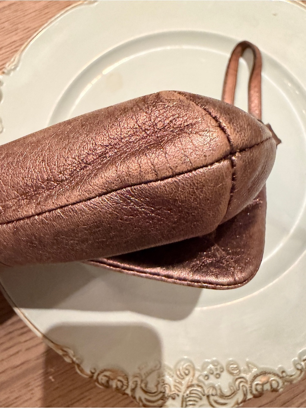 Y2K COACH Kristin Metallic Bronze Leather Flap Wristlet Clutch - Picture 8 of 11